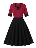 Vintage 1950s Red Plaid Swing Party Dress