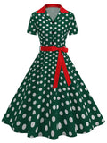 Vintage 50s Polka Dot Belted Party Dress