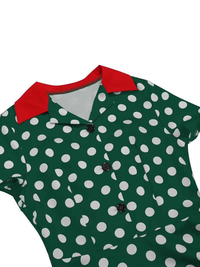 Vintage 50s Polka Dot Belted Party Dress