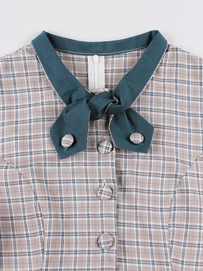 Vintage Plaid Rockabilly Swing Dress