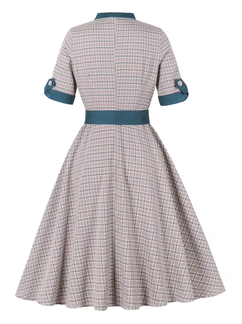 Vintage Plaid Rockabilly Swing Dress