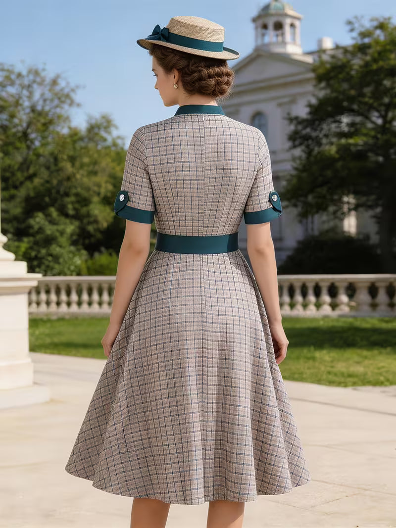 Vintage Plaid Rockabilly Swing Dress