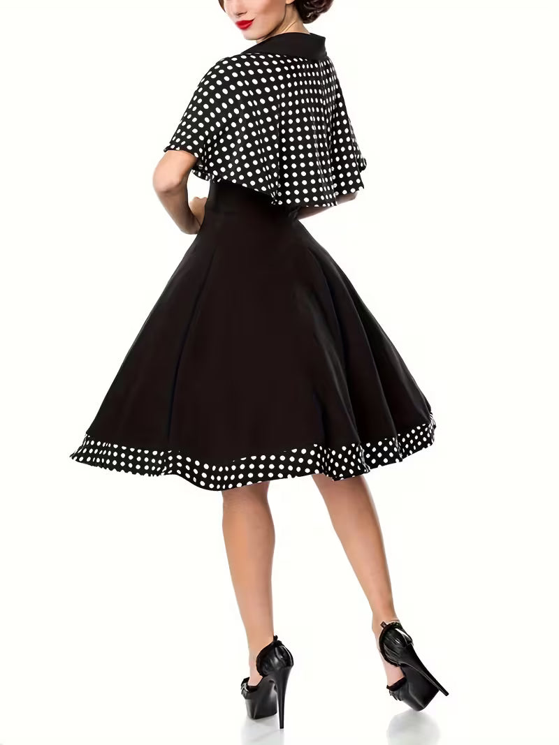 Vintage Polka Dot Peter Pan Collar Midi Dress Set