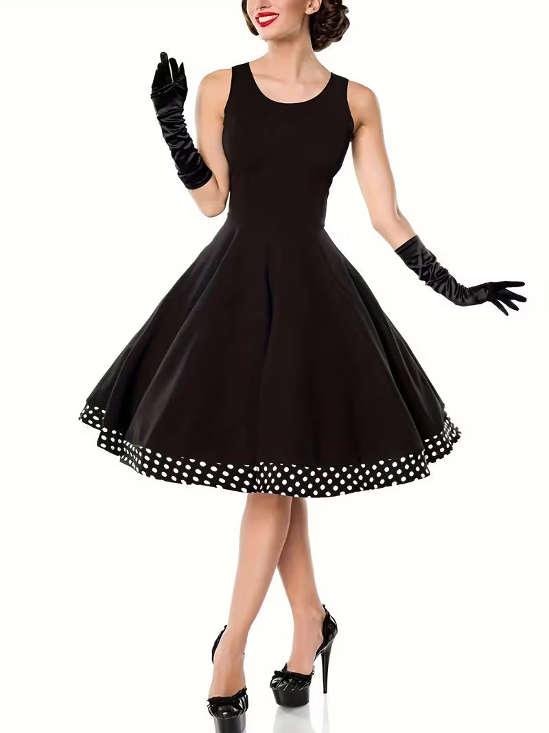Vintage Polka Dot Peter Pan Collar Midi Dress Set
