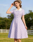 Vintage Polka Dot Swing Dress with Lace Trim