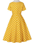 Vintage Polka Dot Swing Dress with Lace Trim