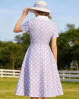 Vintage Polka Dot Swing Dress with Lace Trim