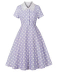 Vintage Polka Dot Swing Dress with Lace Trim